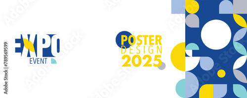 Abstract colorful expo poster design template with wavy lines for business promotions, technology and events. Vector
