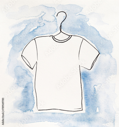 Watercolor of a plain white T-shirt photo