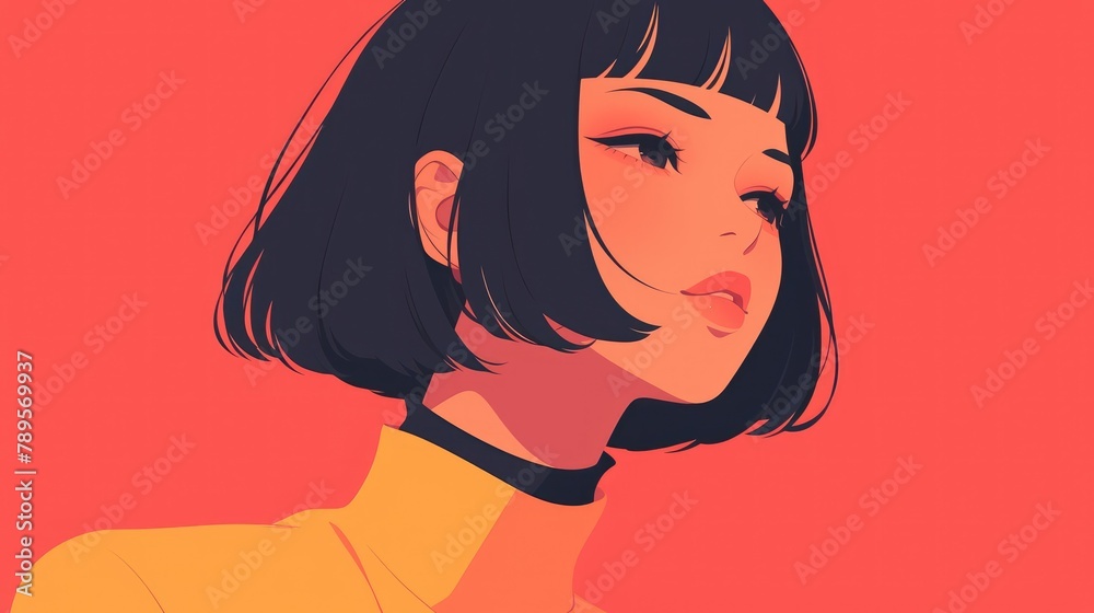A woman with a chic bob haircut is head over heels in love A woman with a chic bob haircut is head over heels in love