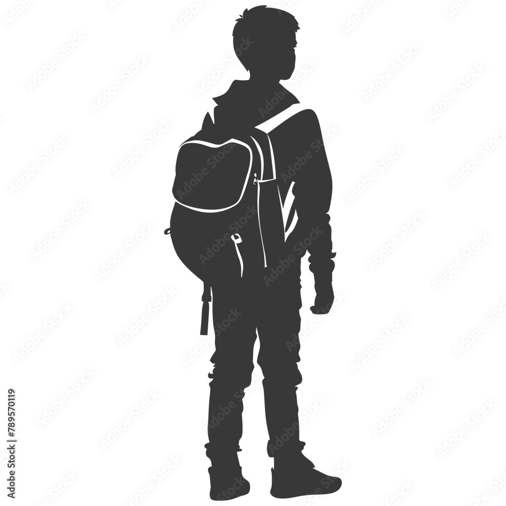 Silhouette back to school boy student black color only