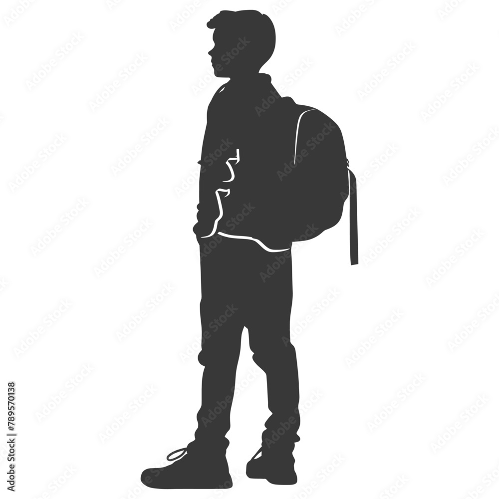 Silhouette back to school boy student black color only Silhouette back to school boy student black color only