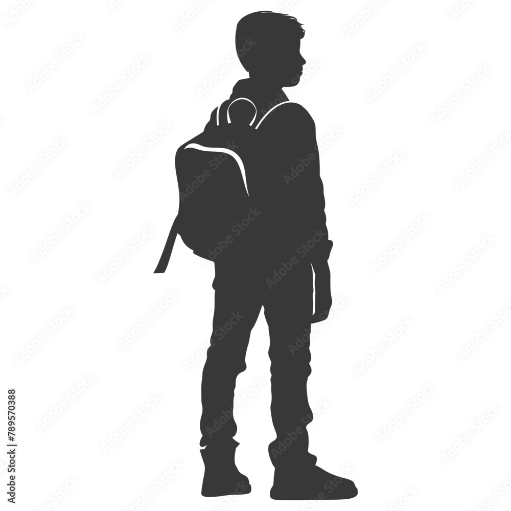 Silhouette back to school boy student black color only Silhouette back to school boy student black color only