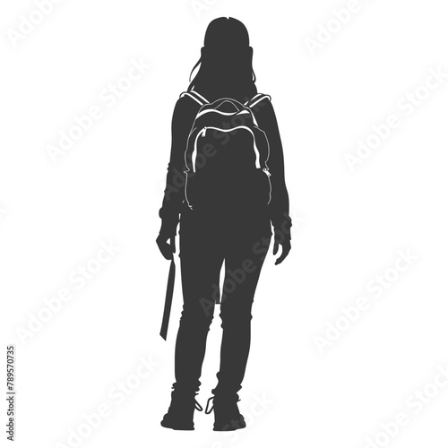 Silhouette back to school girl student black color only