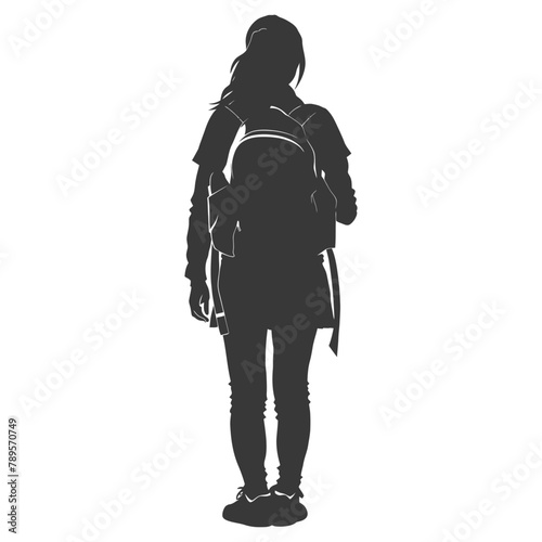 Silhouette back to school girl student black color only