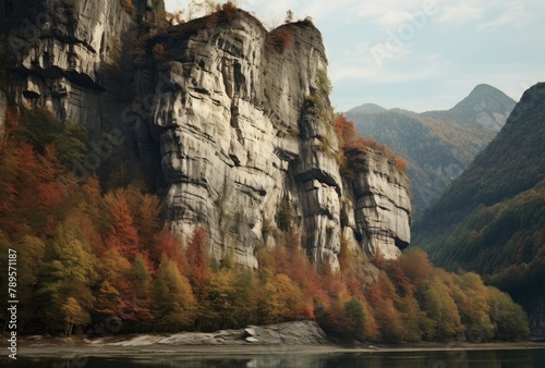 Autumn landscape in karst mountains, South Tyrol, Italy