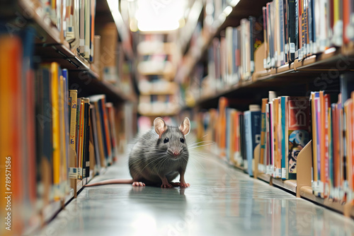 A rat spotted within a library setting photo