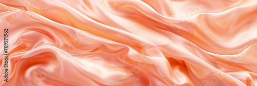Abstract background with peach fuzz silk waves.A soft and elegant fabric with abstract waves