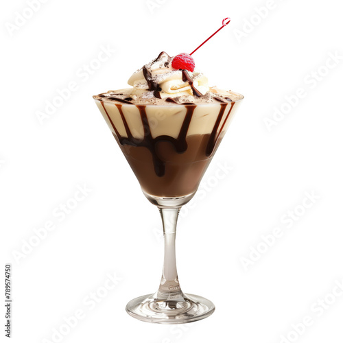 chocolate cream cocktail isolated on white or transparent background png cutout clipping path

