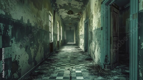 scary old hospital corridor 
