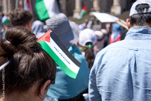 Crowd gather in support of Palestinians at rally photo