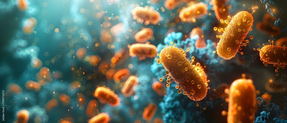 Microscopic Marvel: Pathogen Close-Up. Concept Medical Illustration, Scientific Research, Microorganism Analysis, Biological World Microscopic Marvel: Pathogen Close-Up. Concept Medical Illustration, Scientific Research, Microorganism Analysis, Biological World