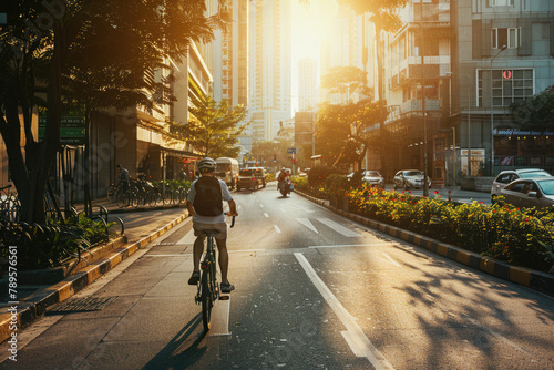 A person exploring the city on a bicycle © Veniamin Kraskov