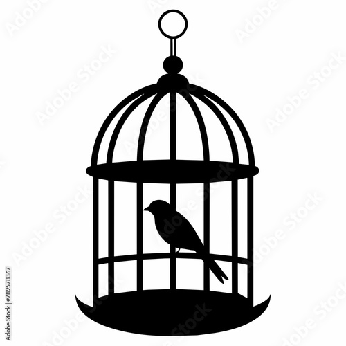 bird cage silhouette vector illustration