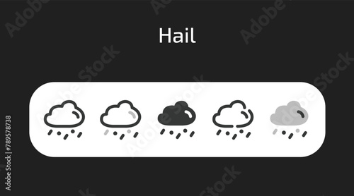 Hail icons in 5 different styles as vector