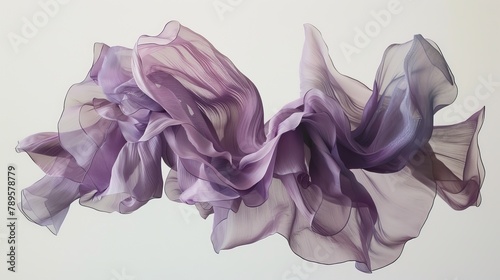 the graceful movement of lilac fabric suspended in mid-air