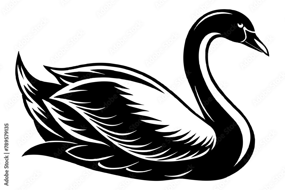 A silhouette swan vector style A silhouette swan vector style