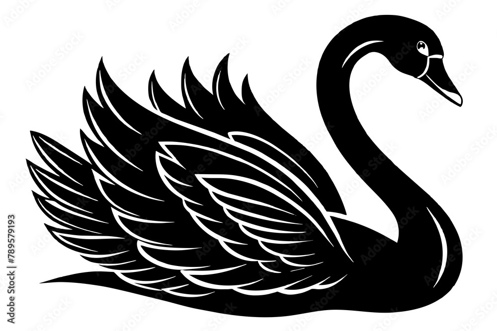 Fototapeta premium A silhouette swan vector style