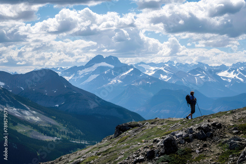 A person hiking in the mountains