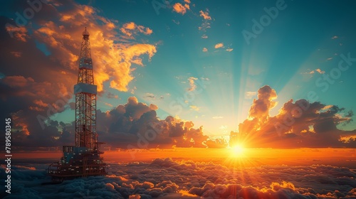 Oil and gas wellhead remote platform produced raw gas and oil photo