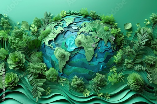 Paper cut style   World environment and earth day concep   environmental protection
