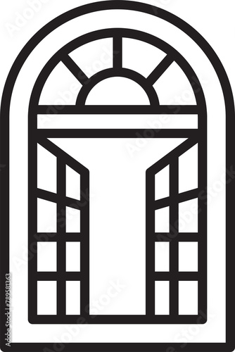 Arch Window Frame Line Icon 