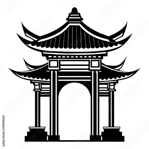 chinese architectural style archway vector illustration