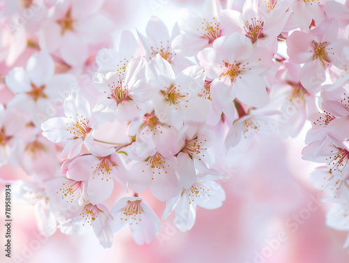 Sakura cherry blossoms with soft pink and white petals on a clean background © Eugen Snipe