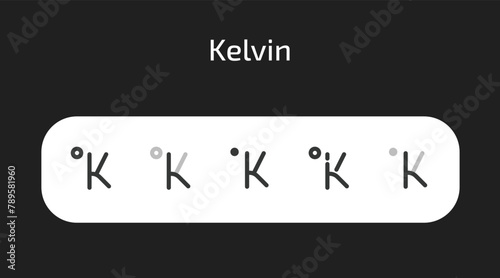Kelvin icons in 5 different styles as vector