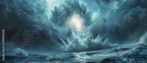 Majestic Ocean Storm Unleashes Its Fury. Concept Ocean Storm  Majestic Waves  Nature Power  Storm Photography  Atmospheric Shots