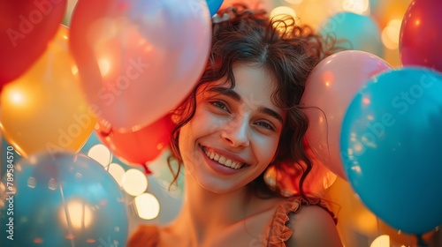 Joy Spark: A photo of a person holding a bunch of colorful balloons