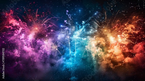 Lights Spark: A photo capturing the brilliance of fireworks exploding in a dark night sky photo