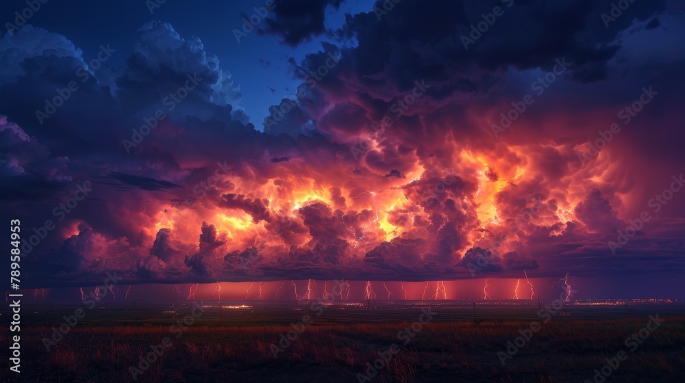 Night Thunderstorm: An image of a thunderstorm at night, with multiple lightning strikes creating a spectacular light Night Thunderstorm: An image of a thunderstorm at night, with multiple lightning strikes creating a spectacular light