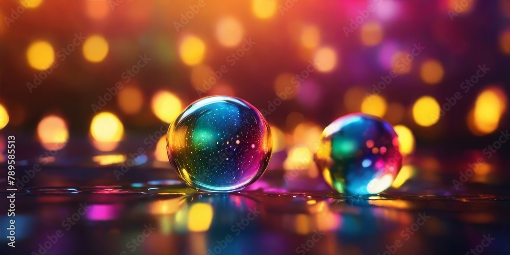 background of sparkling bokeh balls in the rainbow spectrum - obrazy, fototapety, plakaty 