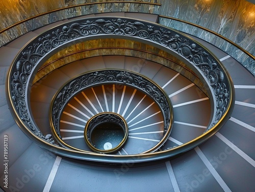 A spiraling staircase, with each turn representing a phase of progress, leading up to the ultimate goal