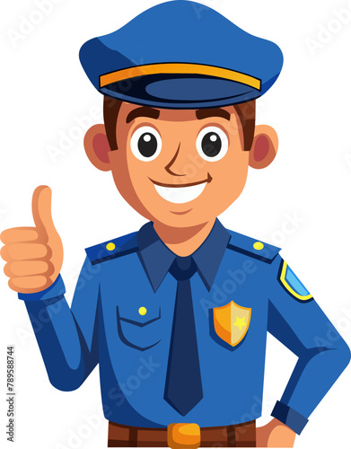 Police officer vector. Policeman profession, cop guard character or security man flat icon isolated on white background. Patrolman in uniform illustration