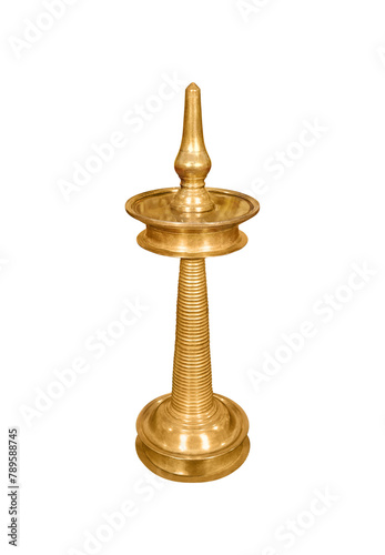antique brass oil lamp isolated on white