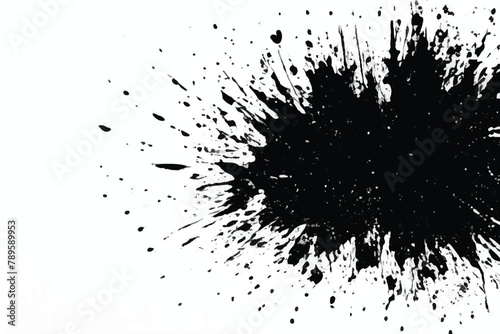 Brush Stroke Overlay, Grunge Charcoal Splash Brush, Ink Paint Splash, Brush Stroke Black color. Vector Illustration. Grunge background of black and white. Black grunge texture on white background. 