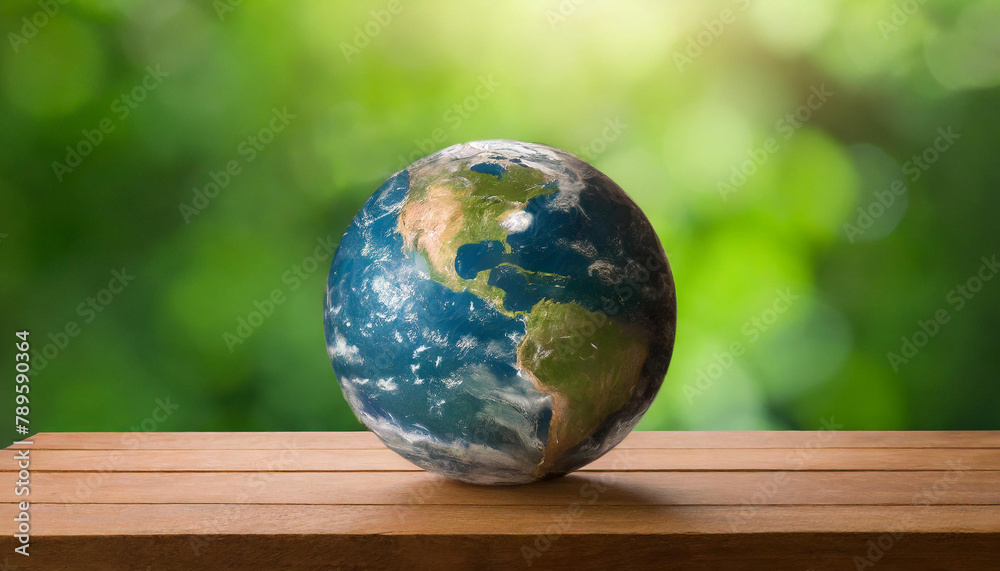 Earth globe on green nature background. Climate change, environment, global warming, green energy theme concept. Earth globe on green nature background. Climate change, environment, global warming, green energy theme concept.