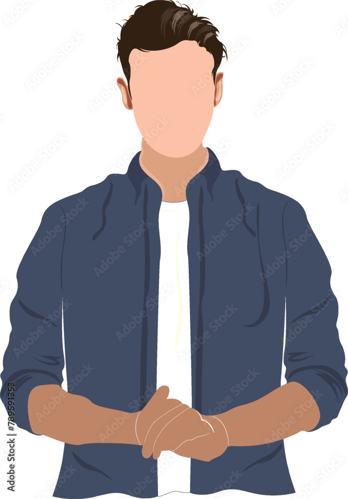 Faceless boy standing with formal suit. faceless illustration. Vector image.