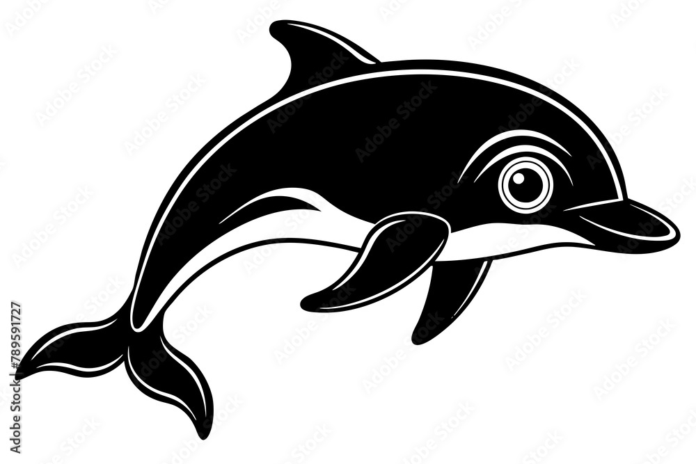 Fototapeta premium cute one dolphins on White Background