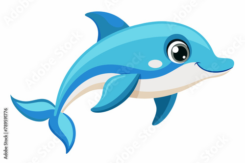 cute one dolphins on White Background