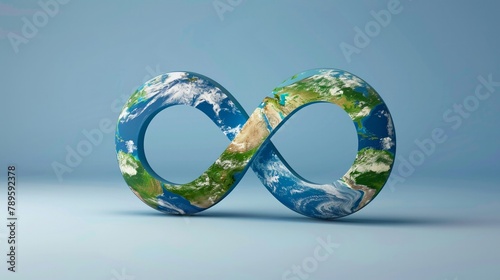 A symbolic infinity loop envelops the Earth, emphasizing the cyclical nature of recycling and sustainable living