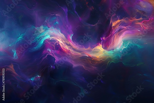 : Ethereal wisps of color dance across a dark void photo