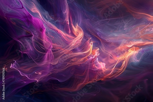 : Ethereal wisps of color dance across a dark void