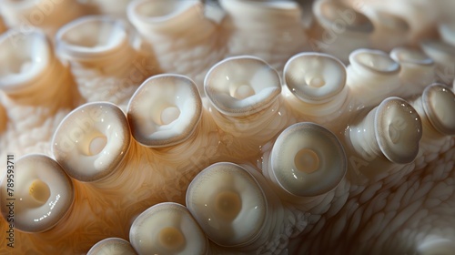 Unveil the mysteries of the deep with this stunning close-up of an octopus's suckers.