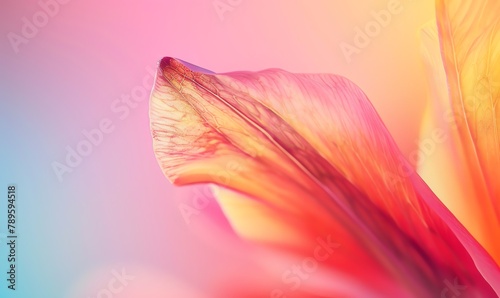 Produce a captivating close-up shot of a delicate flower petal against a rich  gradient background using watercolor Enhance the softness and vibrant hues to evoke subtle beauty