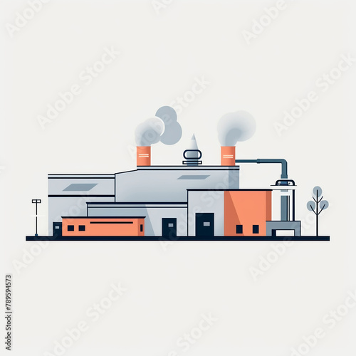 Basic vector factory, rear angle, industrial colors, white scene simple vector svg illustration