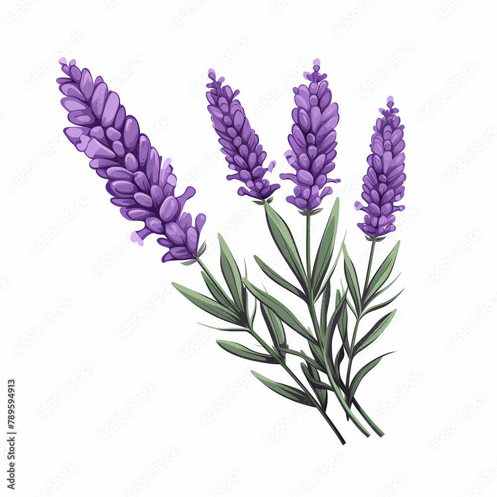 Minimal vector lavender, rear angle, soft gradients, stark white background hand drawing