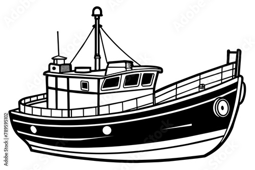 Fishing boat vector illustration white background