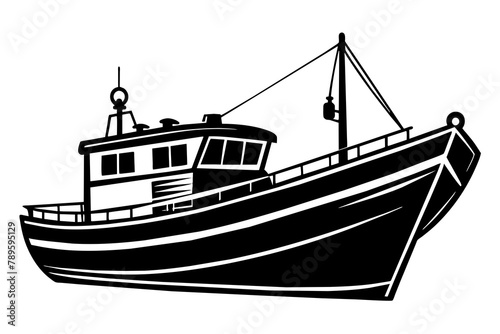 Fishing boat vector illustration white background